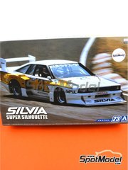 Aoshima: Car scale model kit 1/24 scale - Nissan KS110 Silvia Turbo sponsored by Impul #23 - Kazuyoshi Hoshino (JP) - Super Silhouette Series 1982 - plastic parts, rubber parts, water slide decals, assembly instructions and painting instructions
