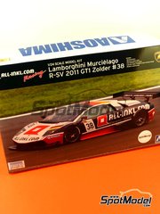 Aoshima: Car scale model kit 1/24 scale - Lamborghini Murcielago R-SV M&uuml;nnich Motorsport Team sponsored by All Inkl.com #37, 38 - Dominik Schwager (DE) + Nicky Pastorelli (NL), Marc Basseng (DE) + Markus Winkelhock (DE) - FIA GT Championship, Zolder 2011 - paint masks, plastic parts, rubber parts, water slide decals, other materials and assembly instructions image