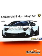 Aoshima: Car scale model kit 1/24 scale - Lamborghini Murcielago LP670-4 SV SuperVeloce - paint masks, plastic parts, rubber parts, water slide decals, other materials, assembly instructions and painting instructions image