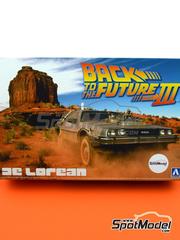 Aoshima: Car scale model kit 1/24 scale - DMC DeLorean Back to the Future III - plastic parts, rubber parts, water slide decals, assembly instructions and painting instructions