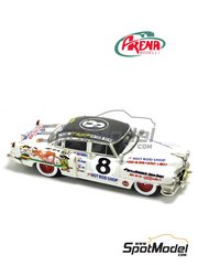 Arena Modelli: Car scale model kit 1/43 scale - Cadillac Serie 62 sponsored by Hot Rod Shop #8 - John Fredricks (US) + Joe Bozied (US) - Carrera Panamericana 1951 - metal parts, photo-etched parts, resin parts, rubber parts, water slide decals, white metal parts, other materials, assembly instructions and painting instructions