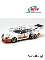 Arena Modelli: Car scale model kit 1/43 scale - Porsche 911 Carrera RS 3.0 Almeras Freres Team sponsored by Tarte Tropezienne #1 - Jean-Claude Andruet (FR) - Ronde Cevenole 1976 - photo-etched parts, resin parts, rubber parts, turned metal parts, water slide decals, white metal parts and assembly instructions