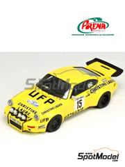 Arena Modelli: Car scale model kit 1/43 scale - Porsche 911 Carrera RS 3.0 Meznarie Team sponsored by Christine Laure #15 - Francis Roussely (FR) - Ronde Luronne 1976 - photo-etched parts, resin parts, rubber parts, turned metal parts, water slide decals, white metal parts and assembly instructions