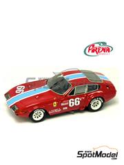 Arena Modelli: Car scale model kit 1/43 scale - Ferrari 365 GTB/4 Daytona #66 - 5 Hours Riverside 1980 - photo-etched parts, resin parts, rubber parts, turned metal parts, water slide decals, white metal parts, assembly instructions and painting instructions image