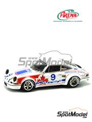 Arena Modelli: Car scale model kit 1/43 scale - Porsche Carrera RS 2.7 sponsored by Lifesaver Radial #9 - Harry Bytzek (CA) + Klaus Bytzek (CA) - 6 Hours Mid Ohio 1973 - photo-etched parts, resin parts, rubber parts, turned metal parts, water slide decals and white metal parts image