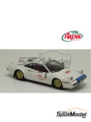 Arena Modelli: Car scale model kit 1/43 scale - Ferrari 308 GTB sponsored by Autostile #5 - Nicola Busseni (IT) + Daniele Ciocca (IT) - Rally della Valle d'Aosta 1982 - photo-etched parts, resin parts, rubber parts, water slide decals and assembly instructions