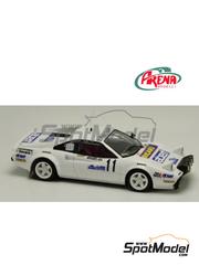 Arena Modelli: Car scale model kit 1/43 scale - Ferrari 308 GTB sponsored by Ricard Abert #11 - Nicola Busseni (IT) + Daniele Ciocca (IT) - 100.000 Trabucchi Rally  1982 - photo-etched parts, resin parts, rubber parts, water slide decals and assembly instructions