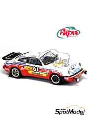 Arena Modelli: Car scale model kit 1/43 scale - Porsche 911 SC RS Orlando Team sponsored by Collarts Levante #20 - Alberto Montini (IT) + Roberto Rovelli (IT) - Rally 1000 Miglia 1985 - photo-etched parts, resin parts, rubber parts, turned metal parts, water slide decals and assembly instructions