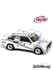 Arena Modelli: Car scale model kit 1/43 scale - Fiat 131 Abarth Jolly Club Team sponsored by Icarus, Broms Car #2 - Adartico Vudafieri (IT) + Luigi Pirollo (IT) - 100.000 Trabucchi Rally  1979 - photo-etched parts, resin parts, rubber parts, water slide decals and assembly instructions