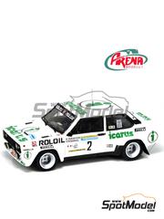 Arena Modelli: Car scale model kit 1/43 scale - Fiat 131 Abarth Jolly Club Team sponsored by Icarus #2, 3, 17, 18 - Adartico Vudafieri (IT) + Fabio Penariol (IT), Adartico Vudafieri (IT) + Mario Mannucci (IT) - Colline Di Romagna Rally, Sanremo Rally, Rally 4 Regioni, Coppa Liburna  1980 - photo-etched parts, resin parts, rubber parts, turned metal parts, water slide decals and assembly instructions