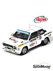 Arena Modelli: Car scale model kit 1/43 scale - Fiat 131 Abarth Jolly Club Team sponsored by Cutty Sark #1 - Adartico Vudafieri (IT) + Arnaldo Bernacchini (IT) - Isola d'Elba Rally 1981 - photo-etched parts, resin parts, rubber parts, water slide decals and assembly instructions