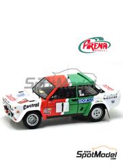 Arena Modelli: Car scale model kit 1/43 scale - Fiat 131 Abarth sponsored by Castrol #1 - Anastasios "Iaveris" Markouizos (GR) + Loris "El-Em" Meletopoulos (GR) - Mavro Rodo Rally  1984 - photo-etched parts, resin parts, rubber parts, water slide decals and assembly instructions