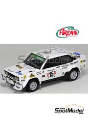 Arena Modelli: Car scale model kit 1/43 scale - Fiat 131 Abarth  Fiat Kenya Team sponsored by Omega #15 - Robin Ulyate (KE) + Ian Street (KE) - Safari Rally 1979 - photo-etched parts, resin parts, rubber parts, water slide decals and assembly instructions