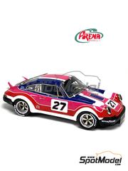 Arena Modelli: Car scale model kit 1/43 scale - Porsche 911 S #27 - Ray Mummery (US) + Ben Scott (US) - 6 Hours Mid Ohio 1975 - photo-etched parts, resin parts, rubber parts, turned metal parts, water slide decals, white metal parts and assembly instructions image