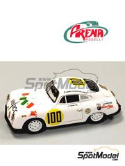 Arena Modelli: Car scale model kit 1/43 scale - Porsche 356 SL sponsored by Llantas Amrica #100 - Jacqueline Evans (GB) - Carrera Panamericana 1954 - photo-etched parts, resin parts, rubber parts, turned metal parts, water slide decals, white metal parts and assembly instructions