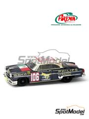Arena Modelli: Car scale model kit 1/43 scale - Lincoln Capri sponsored by Michoacan #106 - Felix Cerda Loza (MX) + Raul Aguilar (MX) - Carrera Panamericana 1954 - photo-etched parts, resin parts, rubber parts, turned metal parts, water slide decals, white metal parts and assembly instructions