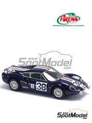 Arena Modelli: Car scale model kit 1/43 scale - Ferrari Dino 206 GT North American Racing NART Team #38 - Sam Posey (US) + Robert 'Bob' Dini (US) - 12 Hours Sebring 1969 - photo-etched parts, resin parts, rubber parts, turned metal parts, water slide decals, white metal parts and assembly instructions