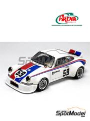 Arena Modelli: Car scale model kit 1/43 scale - Porsche 911 Carrera RSR sponsored by Brumos #59 - Peter Gregg (US) + Hurley Haywood (US) - Daytona 250 miles 1973 - photo-etched parts, resin parts, rubber parts, turned metal parts, water slide decals, white metal parts and assembly instructions