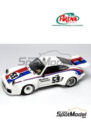Arena Modelli: Car scale model kit 1/43 scale - Porsche 911 Carrera RSR Brumos Racing Team #59 - Peter Gregg (US) + Hurley Haywood (US) - 12 Hours Sebring 1975 - photo-etched parts, resin parts, rubber parts, turned metal parts, water slide decals, white metal parts and assembly instructions