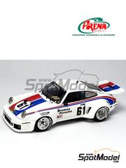 Arena Modelli: Car scale model kit 1/43 scale - Porsche 911 Carrera RSR Brumos Racing Team sponsored by Mitcom #61 - Jim Busby (US) + Hurley Haywood (US) - 24 Hours of Daytona 1976 - photo-etched parts, resin parts, rubber parts, turned metal parts, water slide decals, white metal parts and assembly instructions