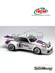 Arena Modelli: Car scale model kit 1/43 scale - Porsche 911 Carrera RSR Brumos Racing Team sponsored by Mitcom #61 - Jim Busby (US) + Carl Shafer (US) - 12 Hours Sebring 1976 - photo-etched parts, resin parts, rubber parts, turned metal parts, water slide decals, white metal parts and assembly instructions