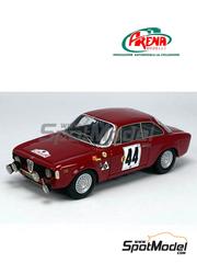 Arena Modelli: Car scale model kit 1/43 scale - Alfa Romeo Giulia GTA #44 - G�rard Happel (FR), Jean Guichet (FR) - Tour de Corse 1966 - photo-etched parts, resin parts, rubber parts, turned metal parts, water slide decals, white metal parts and assembly instructions