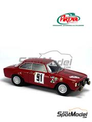 Arena Modelli: Car scale model kit 1/43 scale - Alfa Romeo Giulia GTA #91 - Henri Greder (FR) + Andr Vigneron (FR) - Tour de Corse 1967 - photo-etched parts, resin parts, rubber parts, turned metal parts, water slide decals, white metal parts and assembly instructions