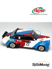 Arena Modelli: Car scale model kit 1/43 scale - Fiat 131 Abarth sponsored by Melegatti #22 - Salvatore Ronca (IT) + Evaldo Fasoli (IT) - Rally Due Valli 1980 - photo-etched parts, resin parts, rubber parts, turned metal parts, water slide decals, white metal parts and assembly instructions