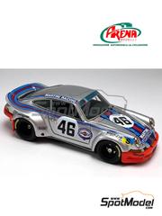 Arena Modelli: Car scale model kit 1/43 scale - Porsche 911 Carrera RSR Porsche System Engineering Team sponsored by Martini Racing #46 - Gijs van Lennep (NL) + Herbert M�ller (CH) - 24 Hours Le Mans 1973 - photo-etched parts, resin parts, rubber parts, turned metal parts, water slide decals, white metal parts and assembly instructions