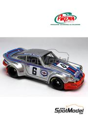 Arena Modelli: Car scale model kit 1/43 scale - Porsche 911 Carrera RSR Porsche System Engineering Team sponsored by Martini Racing #6 - Gijs van Lennep (NL) + Herbert M�ller (CH) - N�rburgring 1000 Kilometres 1973 - photo-etched parts, resin parts, rubber parts, turned metal parts, water slide decals, white metal parts and assembly instructions