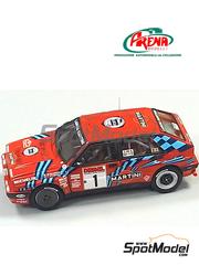 Arena Modelli: Car scale model kit 1/43 scale - Lancia Delta Integrale 16V Group A sponsored by Martini #1 - Massimo 'Miki' Biasion (IT) + Tiziano Siviero (IT) - Sanremo Rally 1989 - photo-etched parts, resin parts, rubber parts, water slide decals, white metal parts and assembly instructions