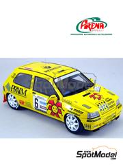 Arena Modelli: Car scale model kit 1/24 scale - Renault Clio Williams Group A sponsored by Praim #6 - Renato Travaglia (IT) + Flavio Zanella (IT) - Citt di Torino Rally 1995 - photo-etched parts, resin parts, water slide decals, white metal parts, other materials and assembly instructions