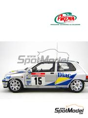 Arena Modelli: Car scale model kit 1/24 scale - Renault Clio 16S Group A sponsored by Diac #15 - Jean Ragnotti (FR) + Gilles Thimonier (FR) - Tour de Corse Rallye de France 1992 - photo-etched parts, resin parts, water slide decals, white metal parts, other materials and assembly instructions