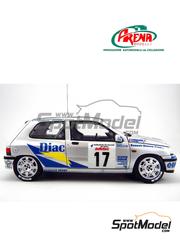 Arena Modelli: Car scale model kit 1/24 scale - Renault Clio Williams Group A sponsored by Diac #17 - Jean Ragnotti (FR) + Gilles Thimonier (FR) - Tour de Corse Rallye de France 1993 - photo-etched parts, resin parts, water slide decals, white metal parts, other materials and assembly instructions