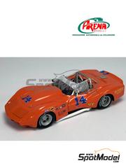 Arena Modelli: Car scale model kit 1/43 scale - Chevrolet Corvette C3 sponsored by Sun Automotive #14 - Rusty Schmidt (US) + Doug Grunnet (US) - Mid Ohio 250 Miles 1979 - photo-etched parts, resin parts, rubber parts, turned metal parts, water slide decals, white metal parts and assembly instructions