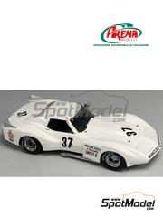 Arena Modelli: Car scale model kit 1/43 scale - Chevrolet Corvette C3 sponsored by Mancuso Chevrolet #37 - Rick Mancuso (US) + John Cargill (US) - Mid Ohio 100 Miles 1975 - photo-etched parts, resin parts, rubber parts, turned metal parts, water slide decals, white metal parts and assembly instructions