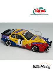 Arena Modelli: Car scale model kit 1/43 scale - Porsche 924 GTS Orlando Team sponsored by F.lli Cortinovis #14 - Orlando Redolfi (IT) + Marco Calderoli (IT) - 111 Minuti Rally 1981 - photo-etched parts, resin parts, turned metal parts, water slide decals, white metal parts, other materials, assembly instructions and tobacco sponsor decals