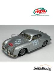 Arena Modelli: Car scale model kit 1/43 scale - Porsche 356A #151 - Carsten A. Johansson (NO) + Gunnar Jensen (NO) - Monte Carlo Rally - Rallye Automobile de Monte-Carlo 1955 - photo-etched parts, resin parts, rubber parts, turned metal parts, water slide decals, white metal parts, other materials and assembly instructions