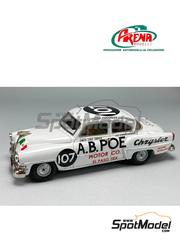 Arena Modelli: Car scale model kit 1/43 scale - Chrysler New Yorker sponsored by A.B.Poe #107 - Owen Gray (US) + Fats Jennins (US) - Carrera Panamericana 1952 - plastic parts, rubber parts, water slide decals, assembly instructions and placement instructions image