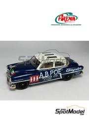 Arena Modelli: Car scale model kit 1/43 scale - Chrysler New Yorker sponsored by A.B.Poe #111 - Tommy Drisdale (US) + Johnny Gomez (US) - Carrera Panamericana 1952 - plastic parts, rubber parts, water slide decals, assembly instructions and placement instructions image