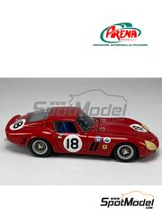 Arena Modelli: Car scale model kit 1/43 scale - Ferrari 250 GTO North American Racing NART Team sponsored by Pure #18 - Pedro Rodriguez (MX) - Daytona 3 Hours 1963 - photo-etched parts, resin parts, rubber parts, turned metal parts, water slide decals, white metal parts and assembly instructions image