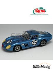 Arena Modelli: Car scale model kit 1/43 scale - Ferrari 250 GTO Rosebud Racing Team #25 - Richie Ginther (US) + Innes Ireland (GB) - 12 Hours Sebring 1963 - photo-etched parts, resin parts, rubber parts, turned metal parts, water slide decals, white metal parts and assembly instructions