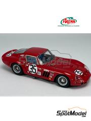 Arena Modelli: Car scale model kit 1/43 scale - Ferrari 250 GTO sponsored by Zippo #35 - Skip Scott (US) + Peter Clarke (GB) - 12 Hours Sebring 1965 - photo-etched parts, resin parts, rubber parts, turned metal parts, water slide decals, white metal parts and assembly instructions