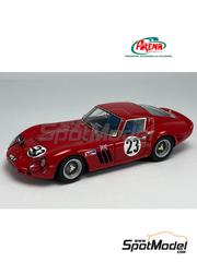 Arena Modelli: Car scale model kit 1/43 scale - Ferrari 250 GTO Peter Clarke Team #23 - Bob Hurt (US) + Peter Clarke (GB) + Charlie Hayes (US) - Daytona 2000 kilometres 1965 - photo-etched parts, resin parts, rubber parts, turned metal parts, water slide decals, white metal parts and assembly instructions