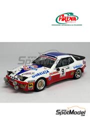 Arena Modelli: Car scale model kit 1/43 scale - Porsche 924 GTS sponsored by Gurelesa #9 - Marc Etchebers (FR) + Marie-Christine Etchebers - Rives (FR) - Crit�rium Luis de Baviera Rally 1981 - photo-etched parts, resin parts, rubber parts, turned metal parts, water slide decals, white metal parts, other materials and assembly instructions
