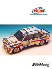 Arena Modelli: Maqueta de coche escala 1/43 - Fiat 131 Abarth patrocinado por Icarus N� 2 - Adartico Vudafieri (IT) + Fabio Penariol (IT) - Rally della Lana 1980 - fotograbados, piezas de resina, piezas de goma, piezas de metal torneado, calcas de agua, piezas de metal blanco y manual de instrucciones