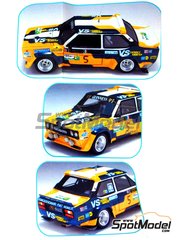 Arena Modelli: Maqueta de coche escala 1/43 - Fiat 131 Abarth Equipo Jolly Club patrocinado por Olio Fiat N� 5 - Tonino Tognana (IT) + Sergio Cresto (US) - Rally della Lana 1981 - fotograbados, piezas de resina, piezas de goma, piezas de metal torneado, piezas vacuformadas, calcas de agua, piezas de metal blanco y manual de instrucciones