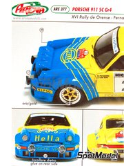 Arena Modelli: Marking / livery 1/43 scale - Porsche 911 SC sponsored by Hella - Benigno 'Beny' Fernandez (ES) + Jos� Luis Sala (ES) - Orense Rally 1981