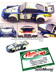 Arena Modelli: Car scale model kit 1/43 scale - Porsche 911 Carrera RSR sponsored by Le Vagabond Jeans #55 - Mario Radicella (IT) + Giuseppe "Tambauto" Tambone (IT) - Targa Florio 1975 - photo-etched parts, resin parts, rubber parts, turned metal parts, vacuum formed parts, water slide decals, white metal parts, assembly instructions and painting instructions