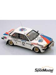 Arena Modelli: Maqueta de coche escala 1/43 - Opel Ascona B 2000 Grupo 2  Equipo Conrero patrocinado por To Bi N 12 - Massimo 'Miki' Biasion (IT) + Tiziano Siviero (IT) - Rally 100.000 Trabucchi  1980 - fotograbados, piezas de resina, piezas de goma, calcas de agua, piezas de metal blanco y manual de instrucciones
